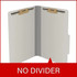 Gray legal size top tab classification folder opened to show interior with two bonded fasteners and no divider