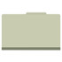 Front view of gray-green legal size top tab classification folder with top tab and reinforced bottom edge