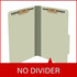 Gray-green legal size top tab classification folder opened to show interior with two bonded fasteners and no divider