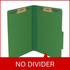 Open angled view of green legal size top tab classification folder with no divider and gray Tyvek expansion