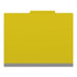Front view of a green letter size top tab classification folder with 3-inch gray Tyvek reinforced expansion.