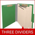 Moss Green Letter Size Pressboard Top Tab Classification Folder, 3 Dividers, 3" Expansion, 10/Box