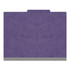 Front view of a purple letter size top tab classification folder with 3-inch gray Tyvek reinforced expansion.