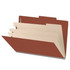 Red Legal Size Pressboard Top Tab Classification Folder, 3 Dividers, 3" Expansion, 10/Box