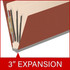 Red Legal Size Pressboard Top Tab Classification Folder, 3 Dividers, 3" Expansion, 10/Box