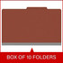 Red Legal Size Pressboard Top Tab Classification Folder, 3 Dividers, 3" Expansion, 10/Box