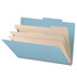 Blue Legal Size Pressboard Top Tab Classification Folder, 3 Dividers, 3" Expansion, 10/Box