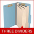 Blue Legal Size Pressboard Top Tab Classification Folder, 3 Dividers, 3" Expansion, 10/Box