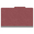 Front view of a dark red legal size top tab classification folder with 3-inch gray Tyvek reinforced expansion.