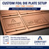 Custom foil die plate setup graphic for new Peleman Unibind hard cover logo orders