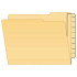 Illustration of a manila file folder with Tabbies Extenda-Folder Strip applied, showing the 1/2 inch tab extension and undercut design.