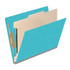 End Tab Classification Folders with 1 Divider, Letter Size, Light Blue, 18pt. Stock, 2" Expansion, 10/Box, Shelf Folder
