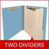End Tab Classification Folders with 2 Dividers, Letter Size, Blue, 18pt. Stock, 2" Expansion, 10/Box, 2 Dividers
