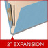 End Tab Classification Folders with 2 Dividers, Letter Size, Blue, 18pt. Stock, 2" Expansion
