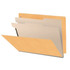 End Tab Classification Folders with 2 Dividers, Letter Size, Goldenrod, 18pt. Stock, 2" Expansion, 10/Box, Tab Side