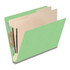 End Tab Classification Folders with 2 Dividers, Letter Size, Green, 18pt. Stock, 2" Expansion, 10/Box, Fastener Side