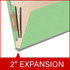 End Tab Classification Folders with 2 Dividers, Letter Size, Green, 18pt. Stock, 2" Expansion, 10/Box, 2 inch expansions