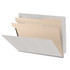 End Tab Classification Folders with 2 Dividers, Letter Size, Gray, 18pt. Stock, 2" Expansion, 10/Box, Tab Side