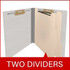 End Tab Classification Folders with 2 Dividers, Letter Size, Gray, 18pt. Stock, 2" Expansion, 10/Box, Two Dividers