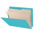 End Tab Classification Folders with 2 Dividers, Letter Size, Light Blue, 18pt. Stock, 2" Expansion, 10/Box, Tab Side