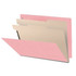 End Tab Classification Folders with 2 Dividers, Letter Size, Pink, 18pt. Stock, 2" Expansion, Tab Side