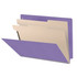 End Tab Classification Folders with 2 Dividers, Letter Size, Purple, 18pt. Stock, 2" Expansion, 10/Box,  Side Tab View