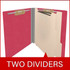End Tab Classification Folders with 2 Dividers, Letter Size, Red, 18pt. Stock, 2" Expansion, 10/Box, Two Fasteners Callout