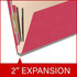 End Tab Classification Folders with 2 Dividers, Letter Size, Red, 18pt. Stock, 2" Expansion, 10/Box, Two Inch Expansion Callout