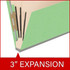 End Tab Classification Folders with 3 Dividers, Letter Size, Green, 18 pt Stock, 3" Expansion, 10/Box, Three Inch Expansion Callout