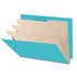 Light blue end tab classification folder with three manila dividers and fasteners, DV-S43-38-18LBL