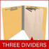 Yellow end tab classification folder with three manila dividers and fasteners