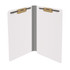 Open white legal-size end tab pressboard fastener folder with two bonded fasteners