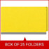 Box of 25 yellow legal-size end tab pressboard fastener folders, DV-S52-02-18YLW