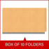 Box of 10 goldenrod legal-size 1-divider end tab classification folders, DV-S52-14-18GLD