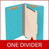 Light blue legal-size 1-divider end tab classification folder with one manila divider