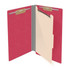 Red legal-size 1-divider end tab classification folder made in the USA with durable pressboard construction