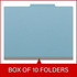Blue top tab classification folders, box of 10 folders