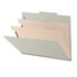 Gray 2-divider top tab classification folder shown partially open with manila dividers, top tabs, and gray Tyvek expansion.
