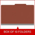 Red Legal-Size Top Tab Classification Folders, 25-Point, 2 Dividers, 10/Box