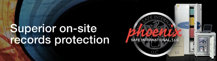 Phoenix Fire Fighter fireproof storage cabinet banner