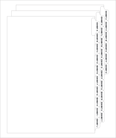 Exhibit A-Z Legal Index Tabs - Side Tab, Letter Size, 26/Set