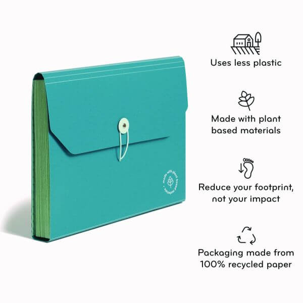 U-Eco 13-Pocket File, Letter Size, Ocean Color (6594U)