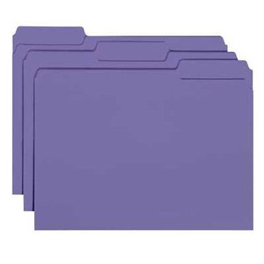 Interior File Folders, 1/3-Cut Tab, Letter Size, Purple, 100/Box (10283)