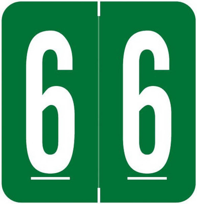 GBS Numeric Labels, 1 5/16 H x 1 1/4 W, Number 6, Dk Green, 550/Roll ...