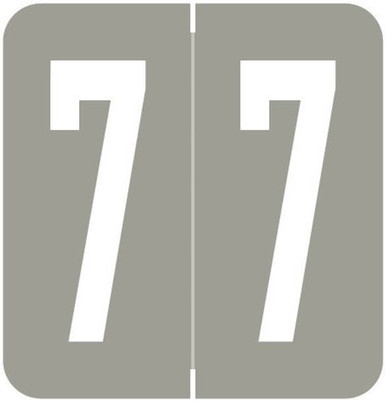 GBS Numeric Labels, 1 5/16 H x 1 1/4 W, Number 7, Gray, 550/Roll (91307)