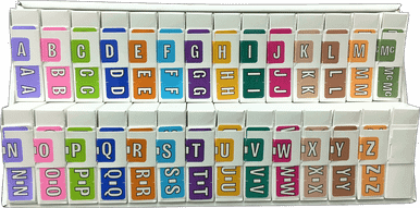Amerifile Alpha Labels A-Z Full Set with Tray, 500 Labels/Roll
