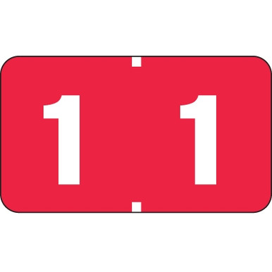 Digi Color Alternate Numeric Labels - Number 1, Red, 250 Labels/Roll ...