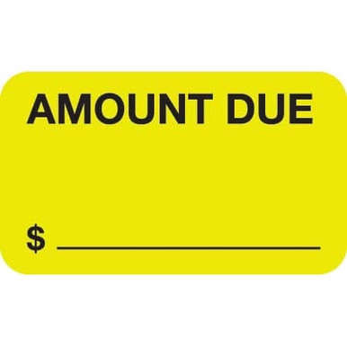 Medical Billing Labels, Amount Due, Chartreuse, 250/Roll (MAP4710)