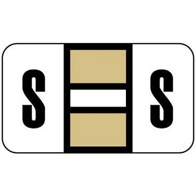 S Lable Safeguard Alpha Labels, 514-Series, Letter S, Tan, 500/Roll (SGAM-S)