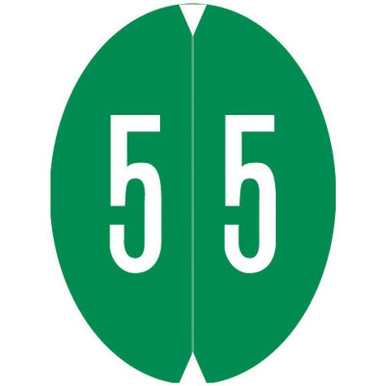 GBS Numeric Labels, 8857-Series, 1 1/2 H x 1 1/8 W, Number 5, Lt Green ...